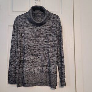 Womens GAP lightweight Size Small loose turtle sweater top-blk/grey variegated